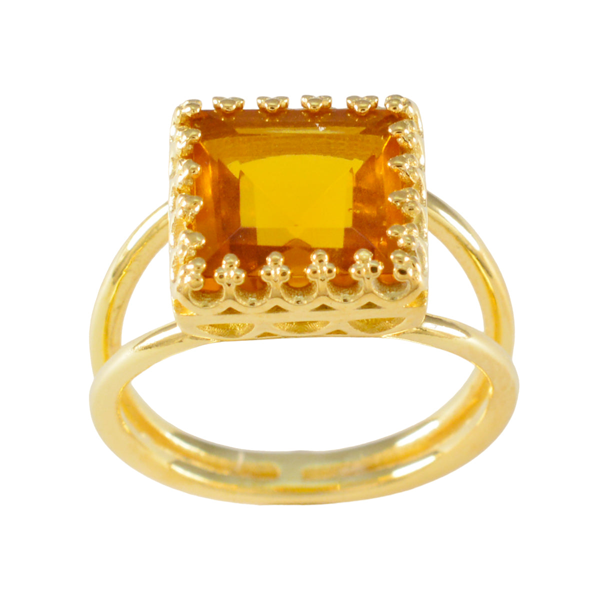Citrine CZ Solitaire American Sterling Silver Yellow Gemstones Minimal Contemporary Ring Jewellery