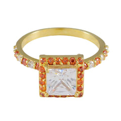 Citrine CZ Halo American 92.5 Silver Yellow Gemstones Whisper thin valentine Ring Jewellery