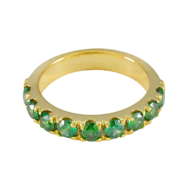 Emerald CZ multiple Latin American 925 Sterling Silver Green Gemstone Delicate Eternity Band Jewellery