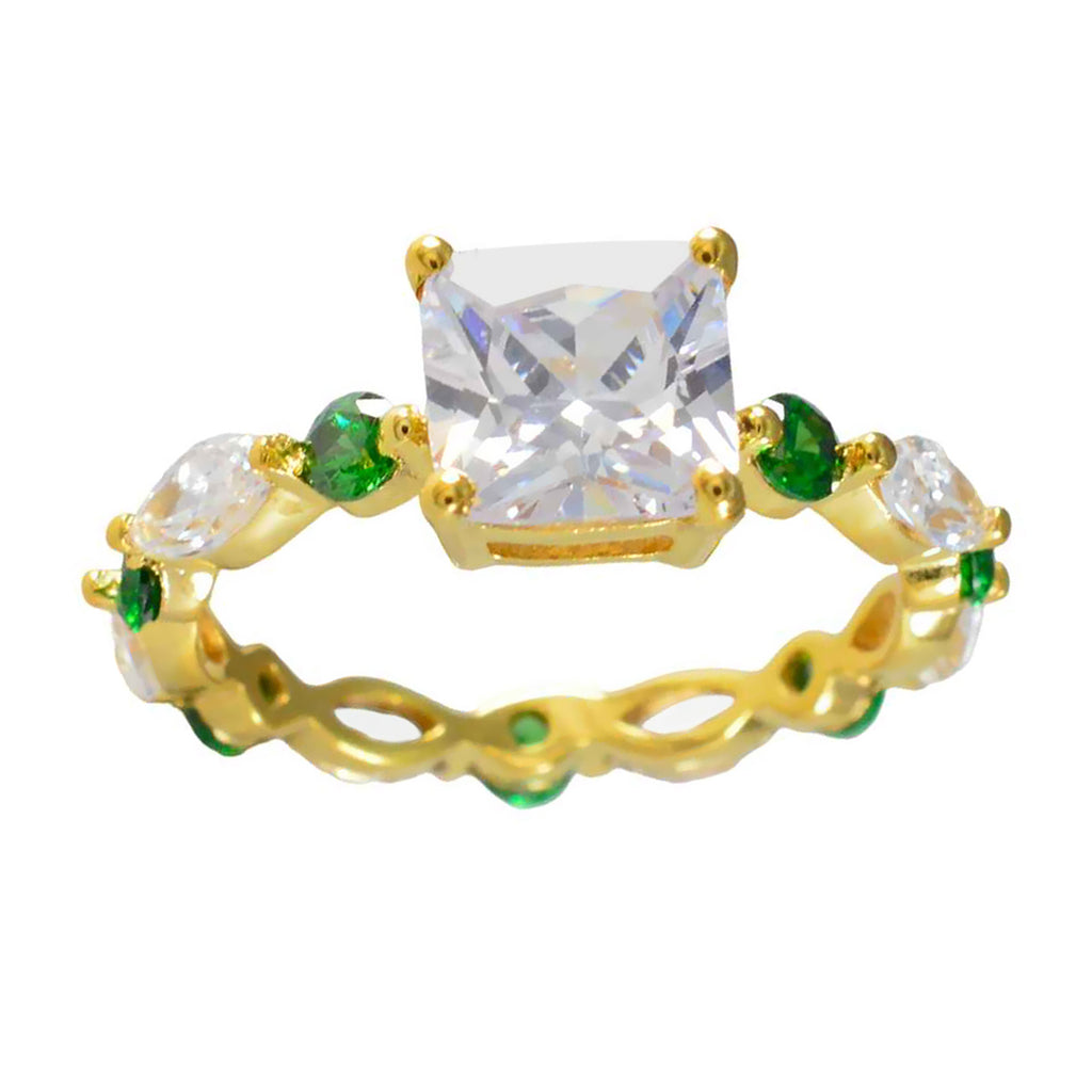 Emerald CZ multiple Korean 925 Silver Green Gemstone Featherlight Contemporary Ring Jewelry
