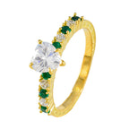 Emerald CZ multiple Indian 925 Silver Green Gemstone Delicate Abstract Ring Jewelry