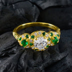 Emerald CZ Halo American Silver Green Gemstones Delicate Glamorous Ring Jewellery