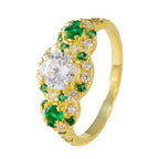 Emerald CZ Halo American Silver Green Gemstones Delicate Glamorous Ring Jewellery