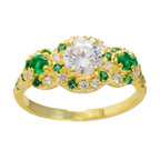 Emerald CZ Halo American Silver Green Gemstones Delicate Glamorous Ring Jewellery