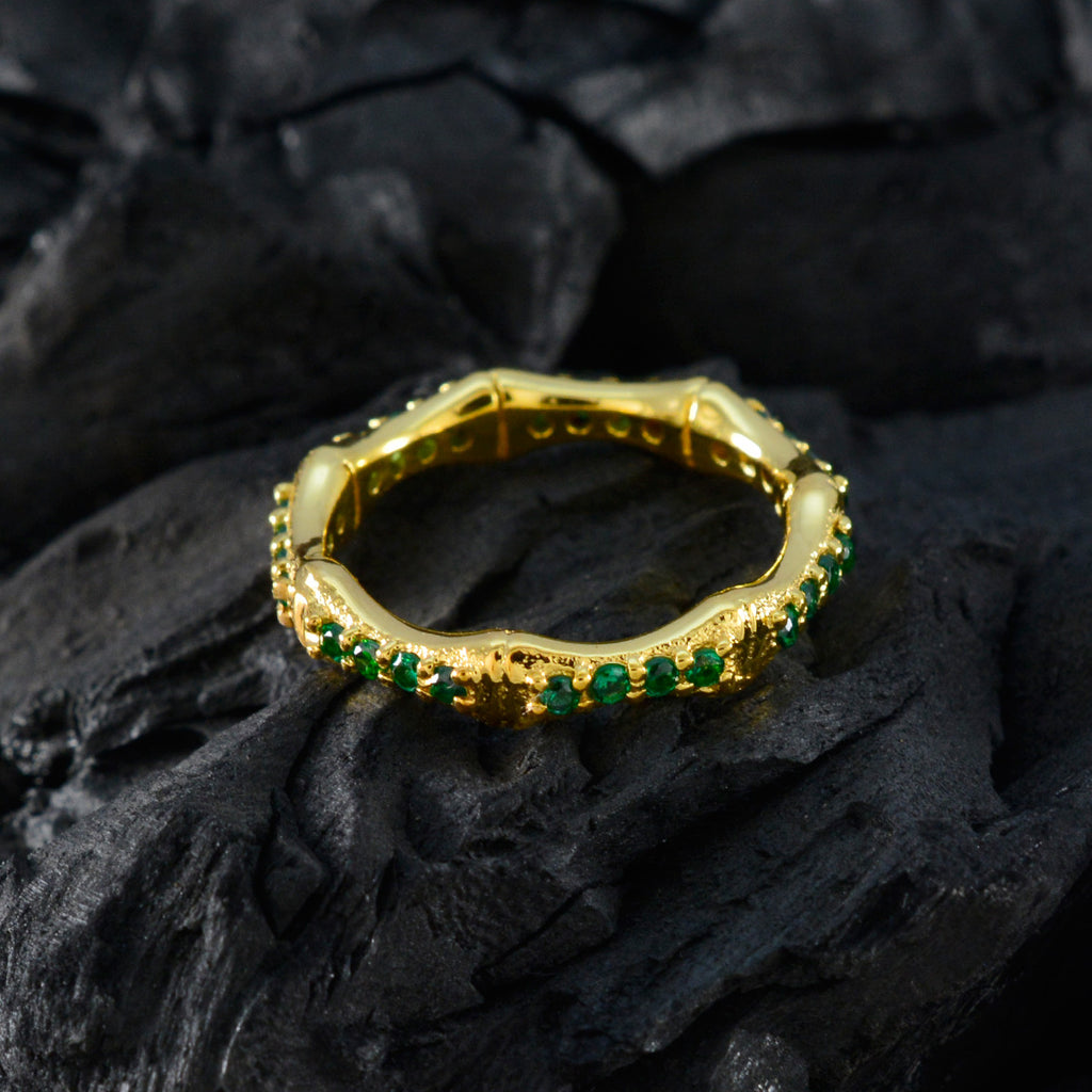 Emerald CZ multiple Korean Silver Green Gemstone Delicate Eternity Band Jewelry