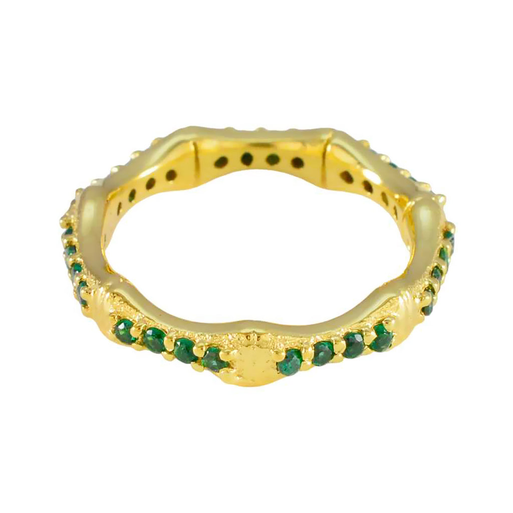 Emerald CZ multiple Korean Silver Green Gemstone Delicate Eternity Band Jewelry