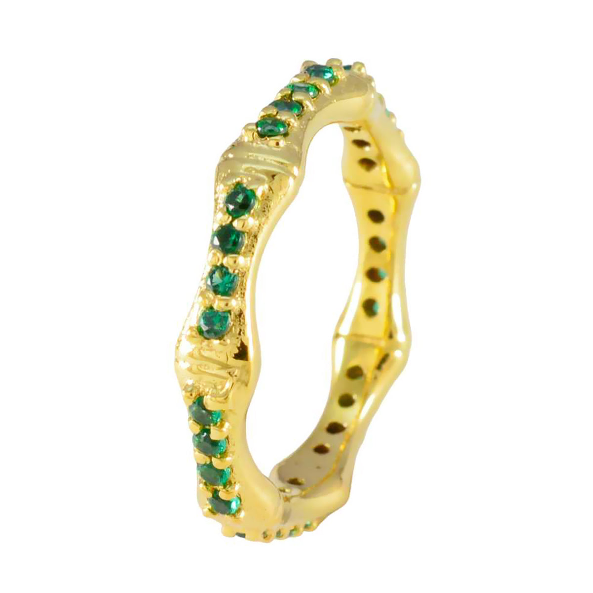 Emerald CZ multiple Korean Silver Green Gemstone Delicate Eternity Band Jewelry
