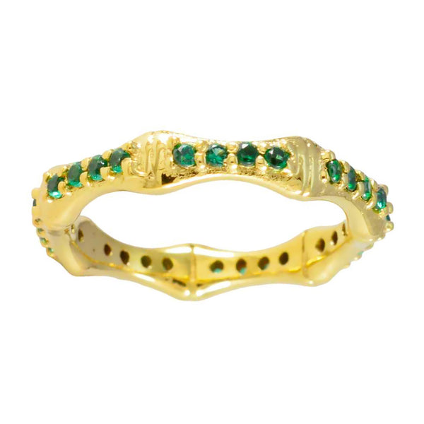 Emerald CZ multiple Korean Silver Green Gemstone Delicate Eternity Band Jewelry