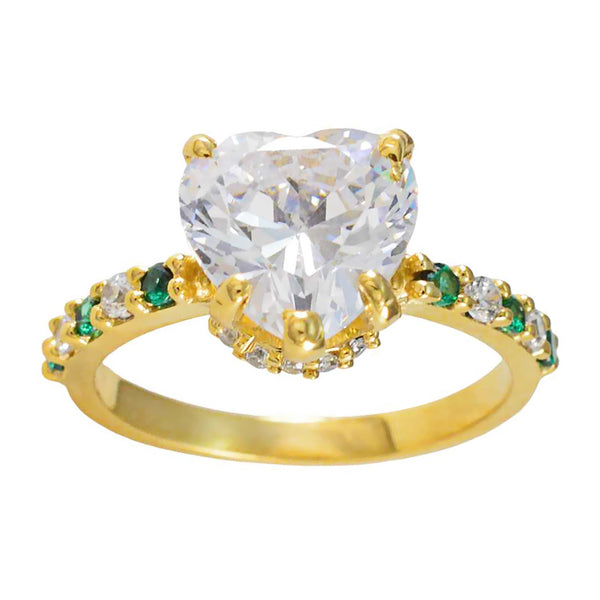 Emerald CZ Halo Korean 92.5 Silver Green Gems Delicate Trendy Ring Jewelry