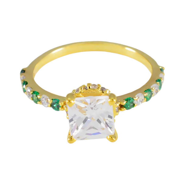 Emerald CZ Halo Latin American 92.5 Silver Green Gemstones Minimalist Fairytale Ring Jewellery