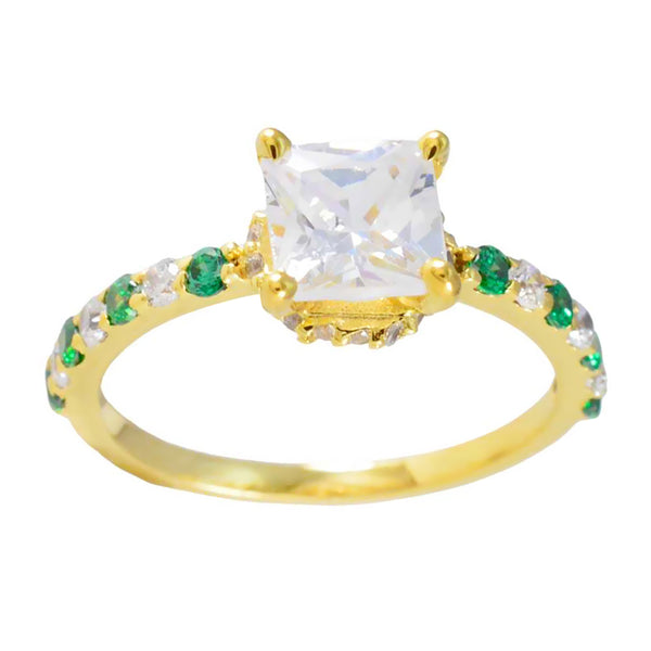 Emerald CZ Halo Latin American 92.5 Silver Green Gemstones Minimalist Fairytale Ring Jewellery