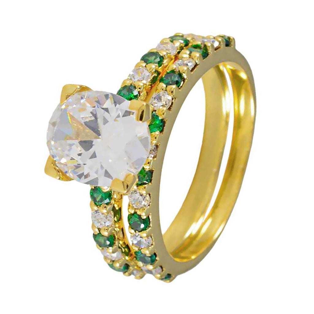 Emerald CZ Halo Latin American 925 Silver Green Gems Slim Promise Ring Jewellery