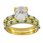 Emerald CZ Halo Latin American 925 Silver Green Gems Slim Promise Ring Jewellery