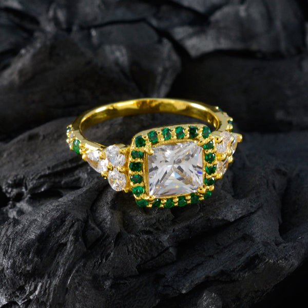 Emerald CZ Halo Korean 925 Silver Green Gems Whisper thin Romantic Ring Jewelry