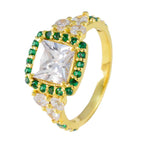 Emerald CZ Halo Korean 925 Silver Green Gems Whisper thin Romantic Ring Jewelry