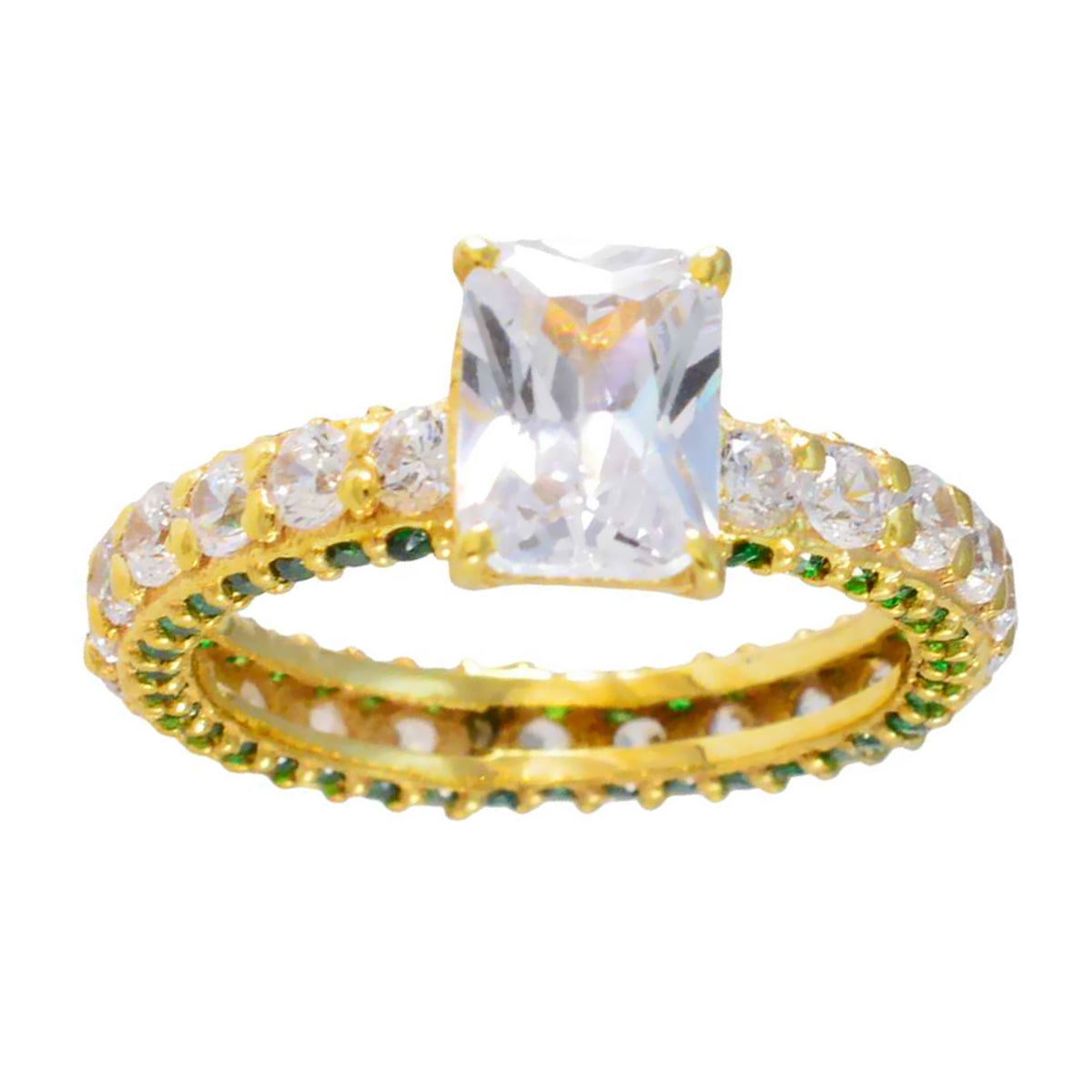 Emerald CZ Halo Latin American Sterling Silver Green Gems Whisper thin Engagement Ring Jewellery