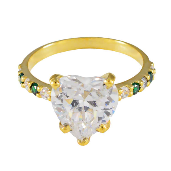 Emerald CZ Halo Indian Silver Green Gemstones Dainty Love Ring Jewelry