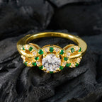 Emerald CZ Halo Korean Silver Green Gemstone Whisper thin propsel Ring Jewelry