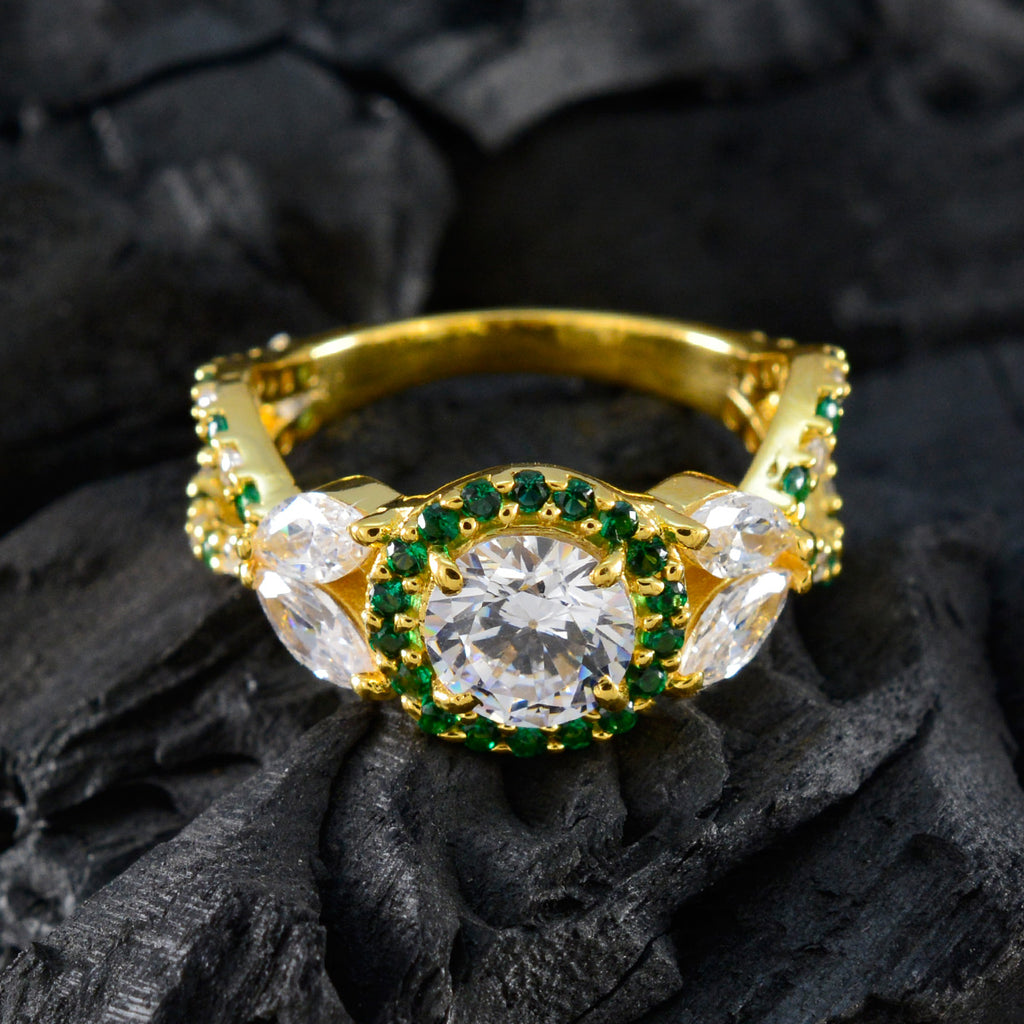 Emerald CZ Halo Korean Sterling Silver Green Gems Slim Love Ring Jewelry