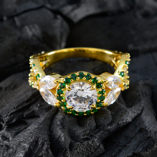 Emerald CZ Halo Korean Sterling Silver Green Gems Slim Love Ring Jewelry