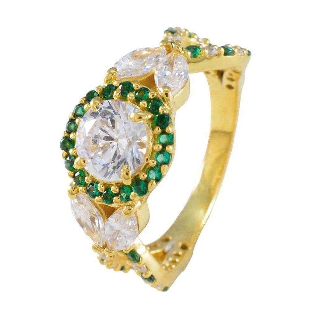 Emerald CZ Halo Korean Sterling Silver Green Gems Slim Love Ring Jewelry