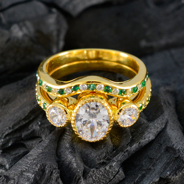 Emerald CZ Halo Indian 92.5 Silver Green Gemstones Slim propsel Ring Jewelry