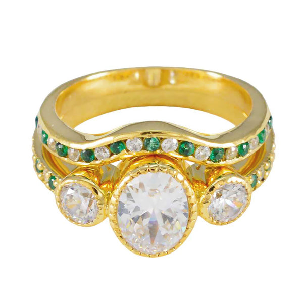 Emerald CZ Halo Indian 92.5 Silver Green Gemstones Slim propsel Ring Jewelry