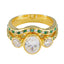 Emerald CZ Halo Indian 92.5 Silver Green Gemstones Slim propsel Ring Jewelry