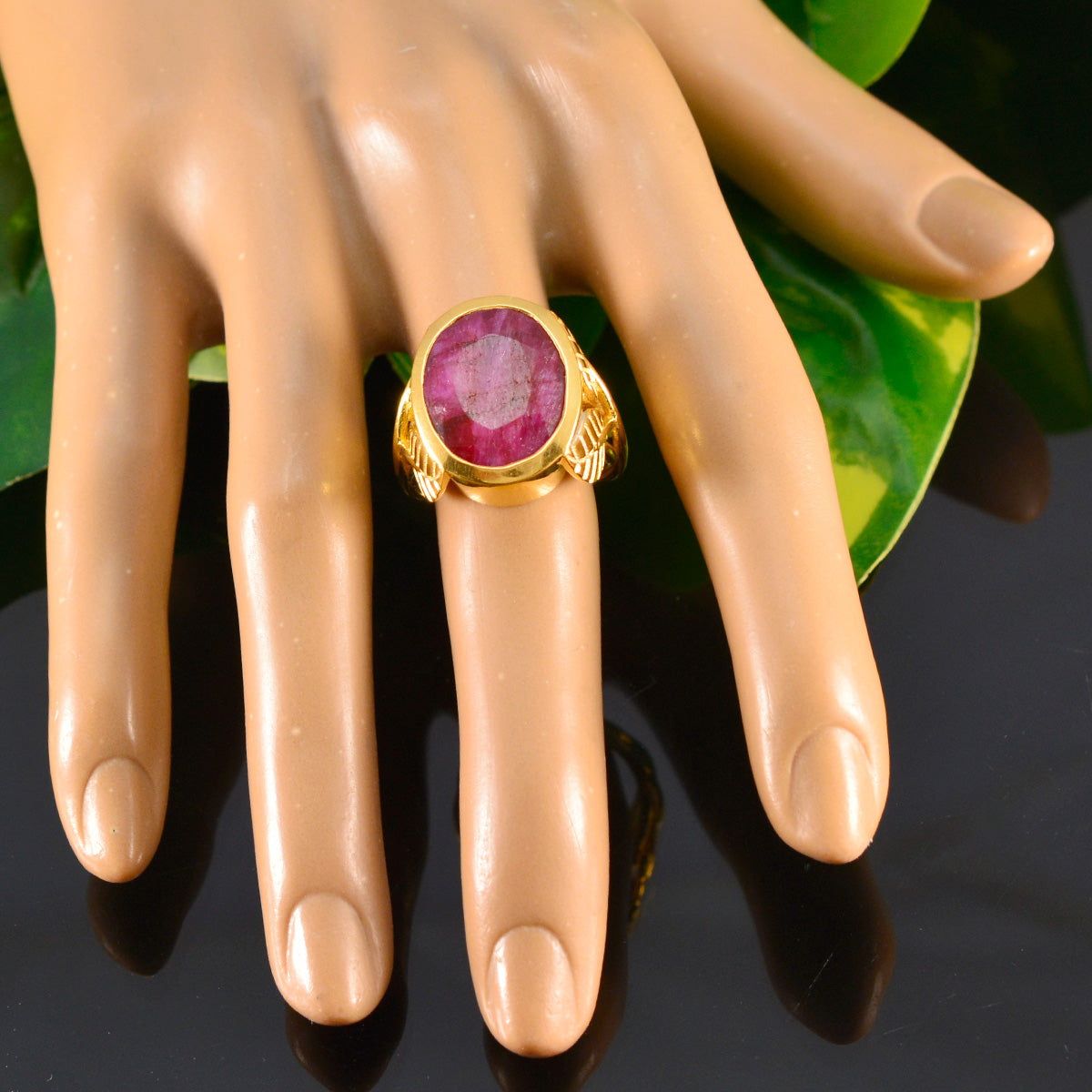 Indian Ruby Solitaire Spanish 925 Silver Red Gemstone Statement Signet Ring Jewelry