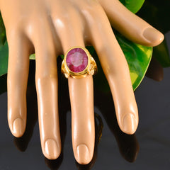 Indian Ruby Solitaire Spanish 925 Silver Red Gemstone Statement Signet Ring Jewelry