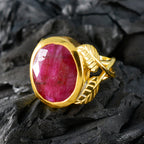 Indian Ruby Solitaire Spanish 925 Silver Red Gemstone Statement Signet Ring Jewelry