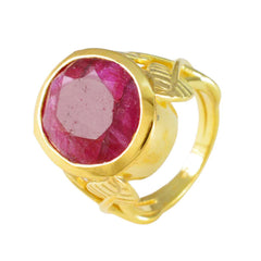 Indian Ruby Solitaire Spanish 925 Silver Red Gemstone Statement Signet Ring Jewelry