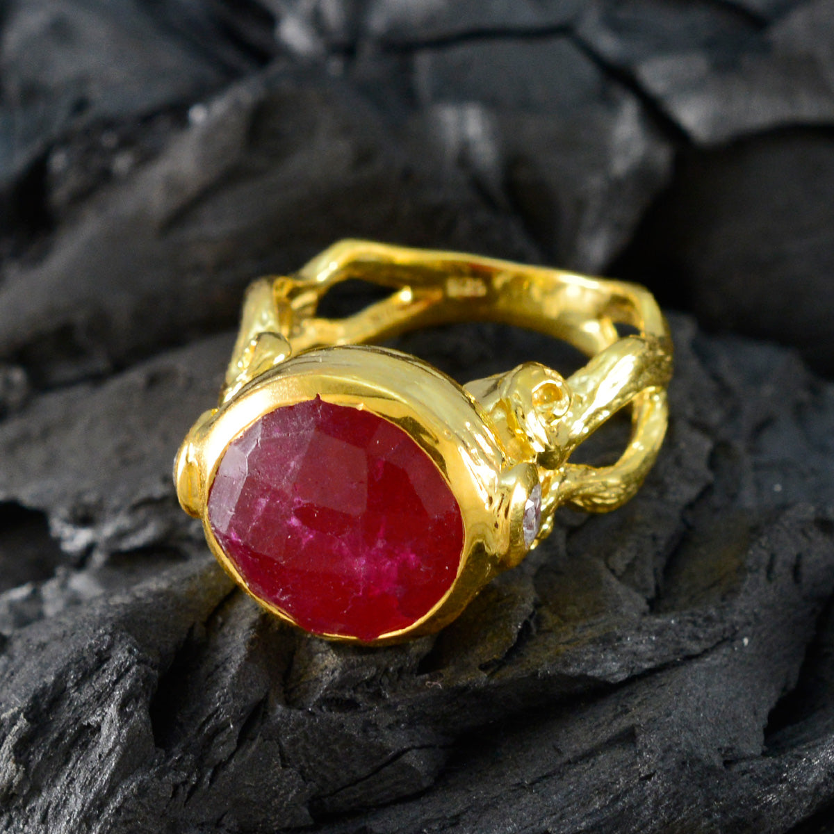 Indian Ruby Solitaire American Sterling Silver Red Gemstone Versatile Fairytale Ring Jewelry