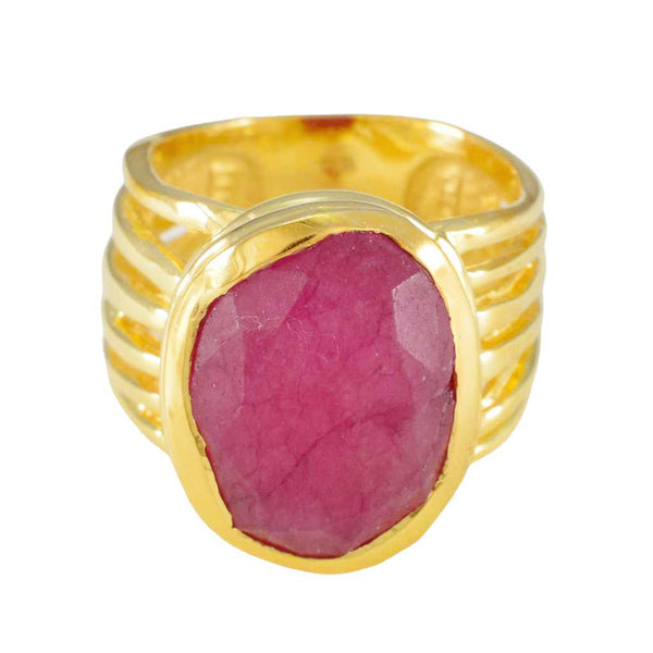 Indian Ruby Solitaire French 925 Silver Red Gems Statement Armor Ring Jewelry