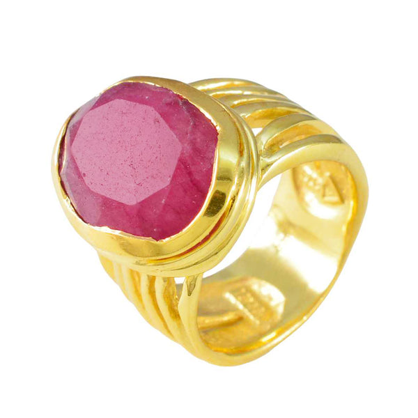 Indian Ruby Solitaire French 925 Silver Red Gems Statement Armor Ring Jewelry