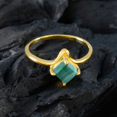 Malachite Solitaire Latin American 925 Sterling Silver Green Gems Delicate Abstract Ring Jewelry