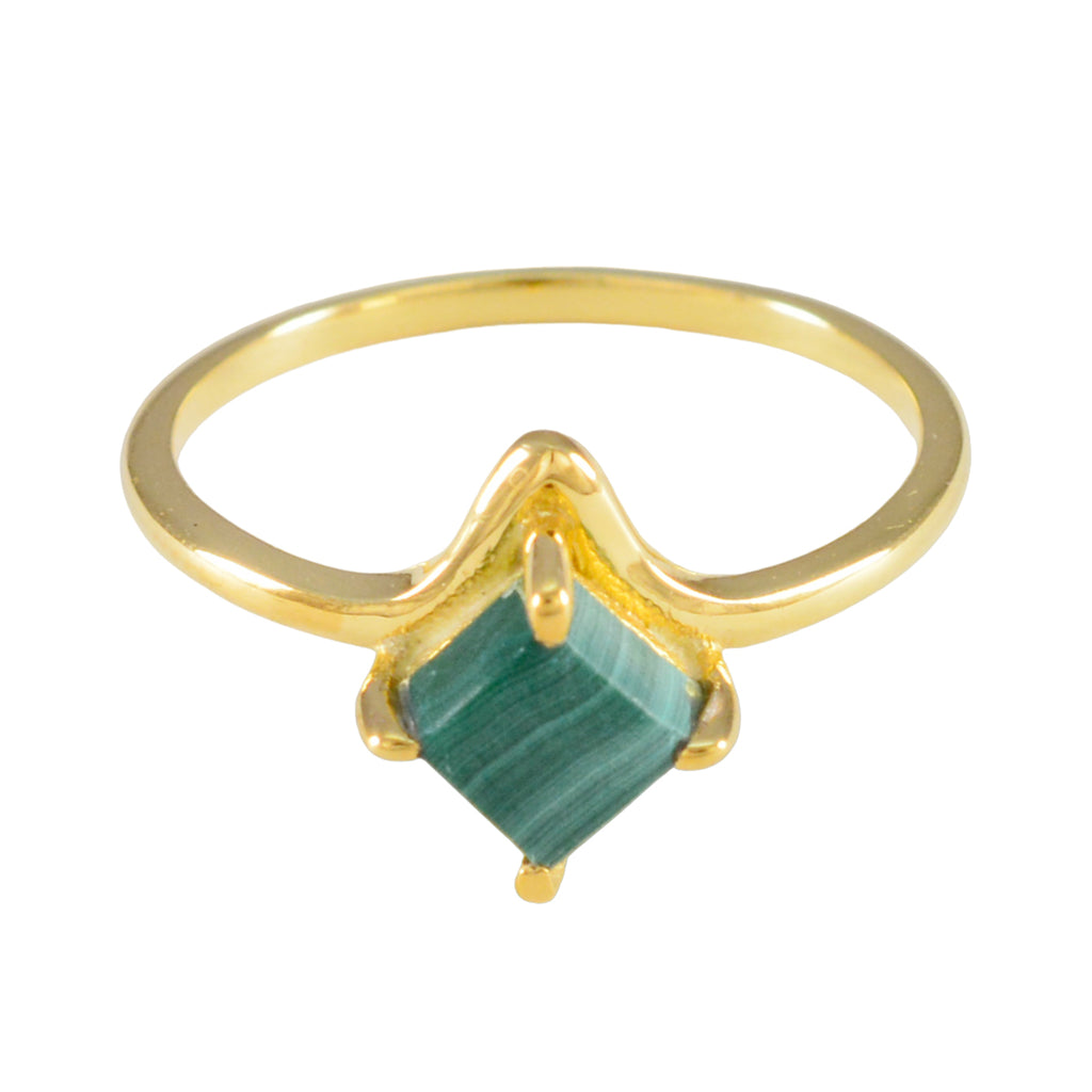 Malachite Solitaire Latin American 925 Sterling Silver Green Gems Delicate Abstract Ring Jewelry