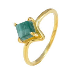 Malachite Solitaire Latin American 925 Sterling Silver Green Gems Delicate Abstract Ring Jewelry