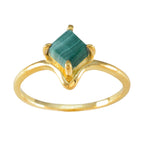 Malachite Solitaire Latin American 925 Sterling Silver Green Gems Delicate Abstract Ring Jewelry