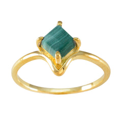 Malachite Solitaire Latin American 925 Sterling Silver Green Gems Delicate Abstract Ring Jewelry