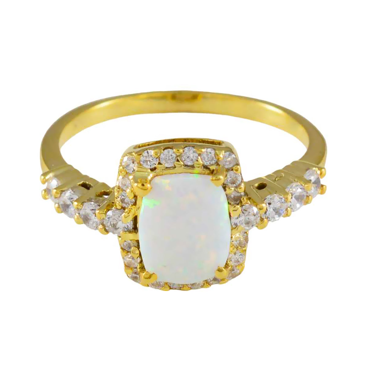 Opal CZ Halo Lateinamerikanischer 925 Silber Weißer Edelstein Minimalistischer Trendy Ring Schmuck Hauptbild