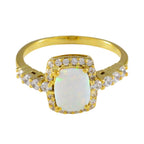 Opal CZ Halo Latin American 925 Silver White Gemstone Minimalist Trendy Ring Jewellery
