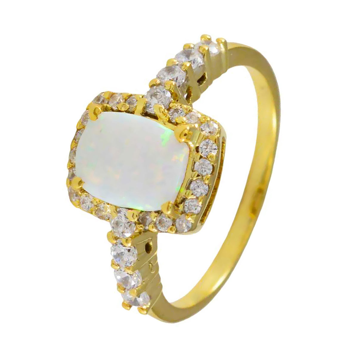 Opal CZ Halo Lateinamerikanischer 925 Silber Weißer Edelstein Minimalistischer Trendy Ring Schmuck Zweitbild
