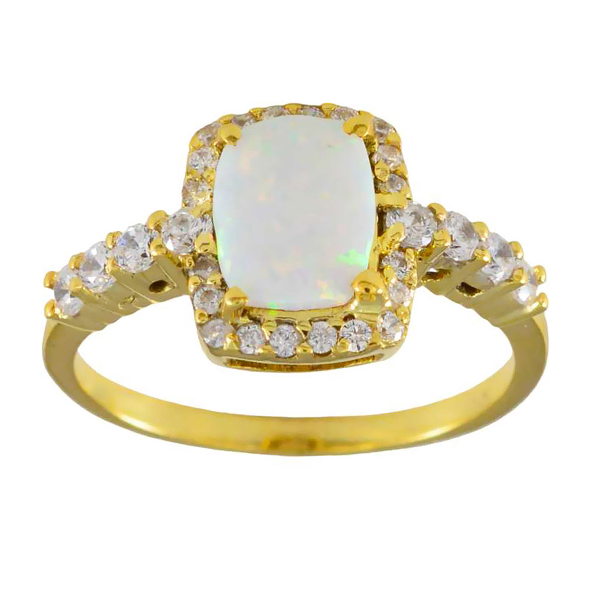 Opal CZ Halo Latin American 925 Silver White Gemstone Minimalist Trendy Ring Jewellery