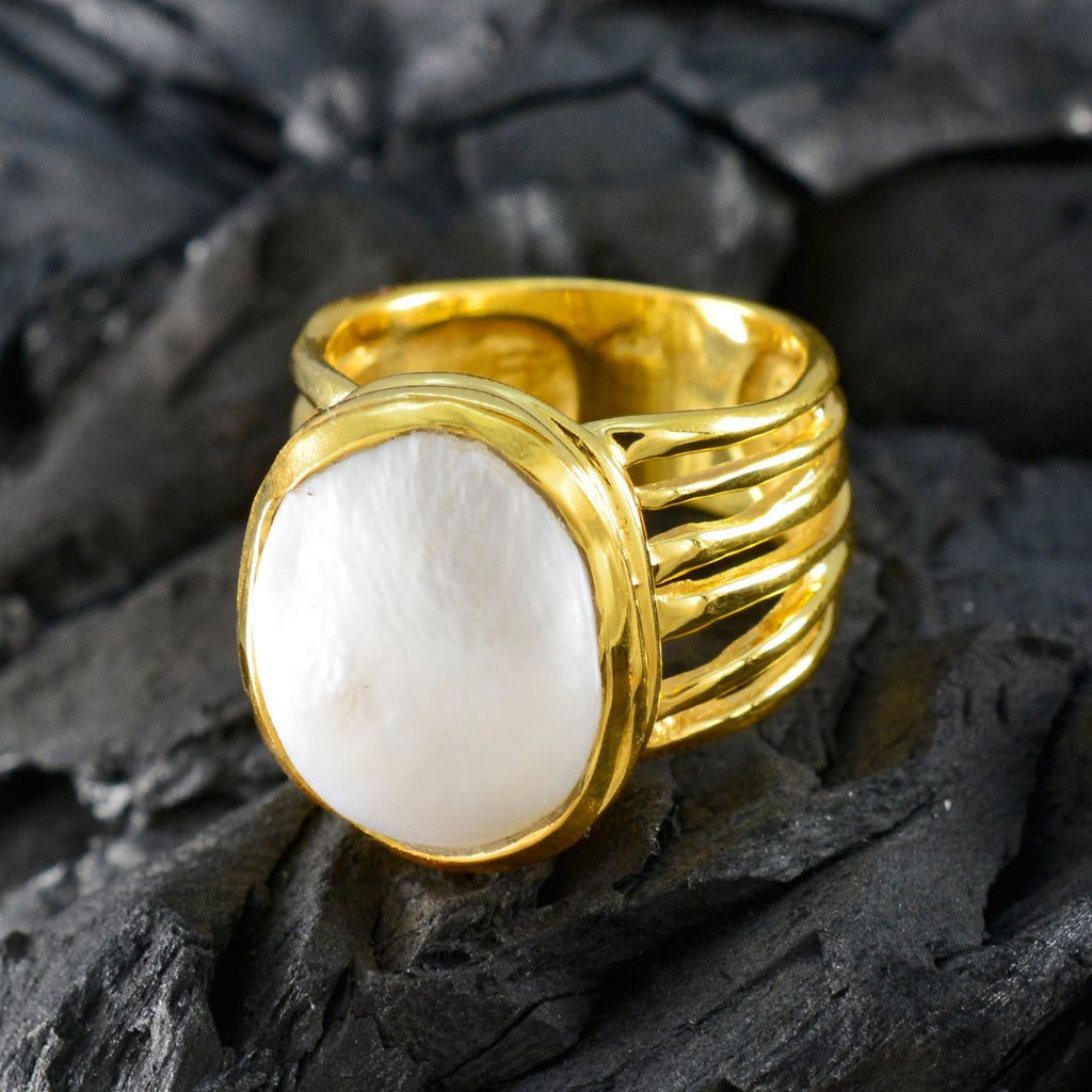 Pearl Solitaire German 92.5 Silver White Gemstone Statement Armor Ring Jewellery