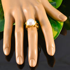 Pearl Solitaire Korean 925 Silver White Gemstones Versatile Luxurious Ring Jewellery