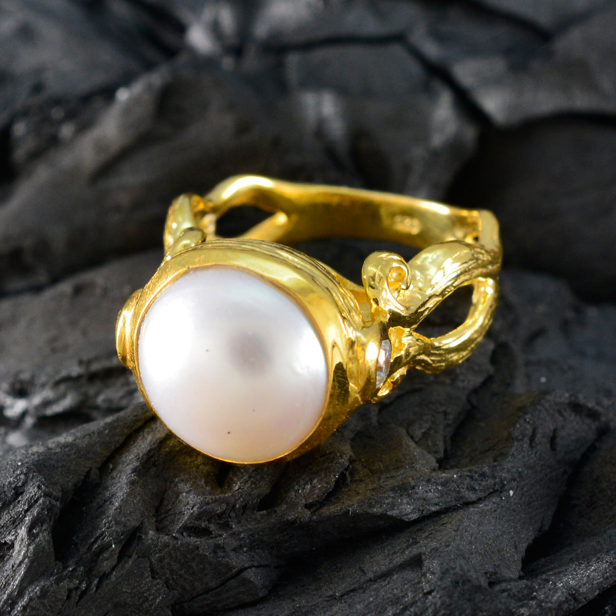 Pearl Solitaire Korean 925 Silver White Gemstones Versatile Luxurious Ring Jewellery