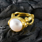 Pearl Solitaire Korean 925 Silver White Gemstones Versatile Luxurious Ring Jewellery