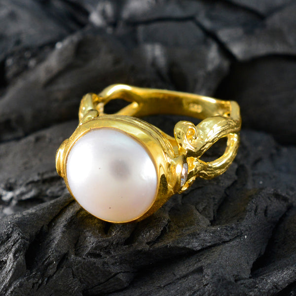 Pearl Solitaire Korean 925 Silver White Gemstones Versatile Luxurious Ring Jewellery