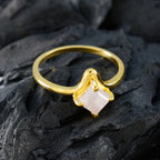 Rose Quartz Solitaire Indian Silver Pink Gemstone Delicate Trendy Ring Jewellery